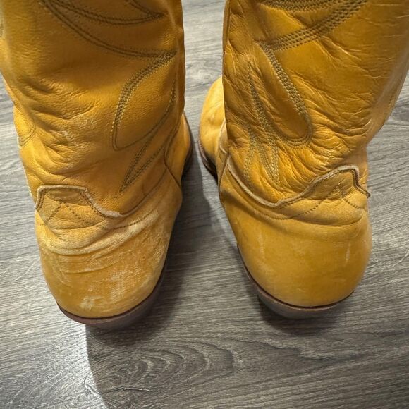 Tony Mora Cowboy Boots Yellow Tall Western Wmns Size 8.5 Stitched Leather 6400 5 - Picture 11 of 12